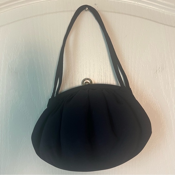 Vintage JR USA Navy Purse with Gold Rhinestone Hardware & Matching Coin Purse - Picture 3 of 7